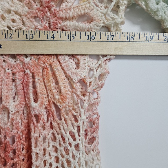 Tempo Paris Womens Large Pastel Crochet Open Knit Floral Pullover Boho Sweater - Picture 7 of 9